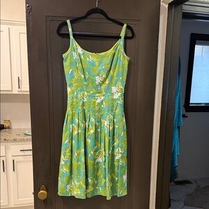 Adrianna Papell Green Floral Midi Dress